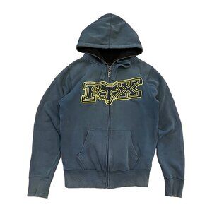 Vintage Fox Racing Sasquatch Hoodie Faux Fur Lined Men Small Zip Up Hoody Y2K